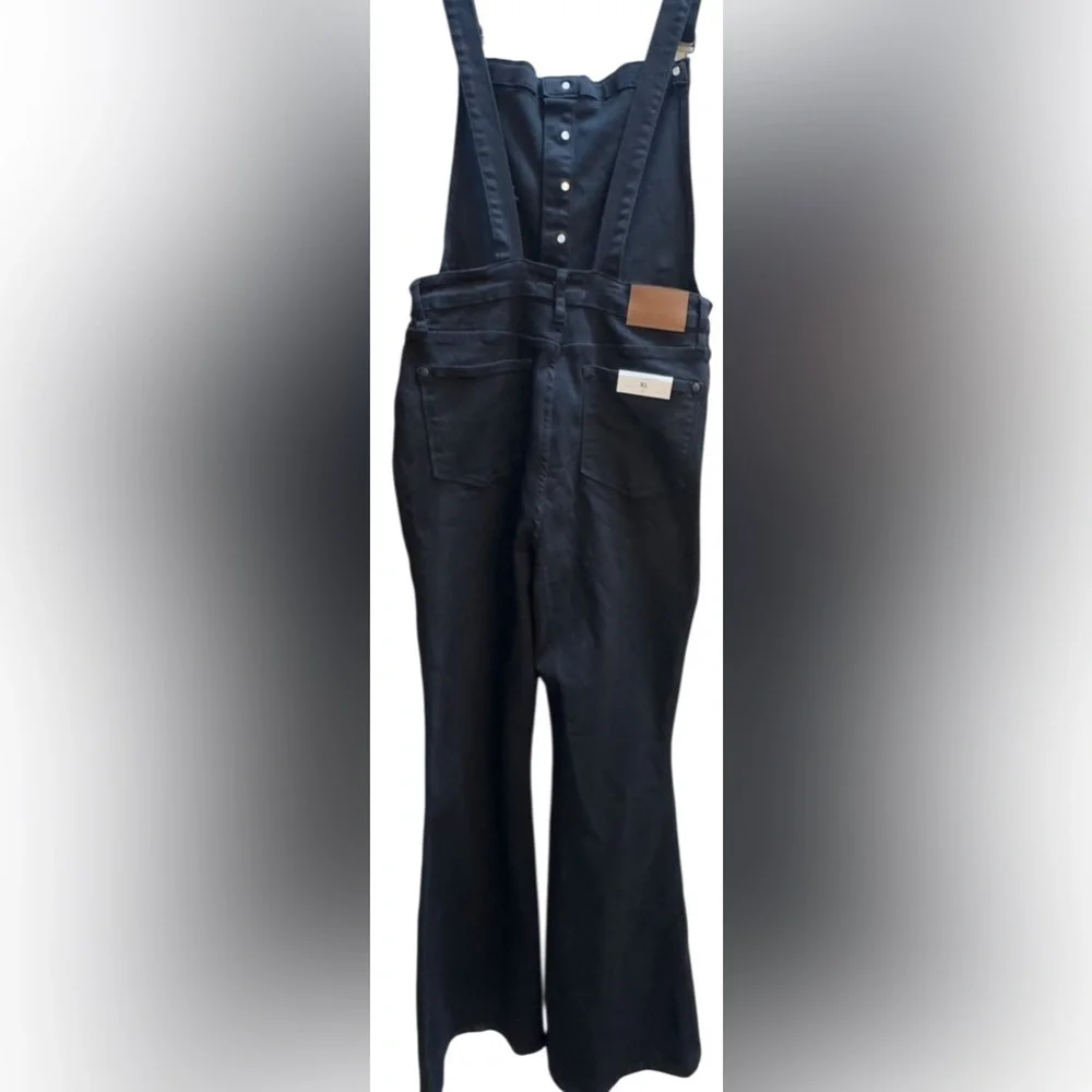 Judy Blue Black Flare Overalls XL High Rise Stretch Button Front NWT